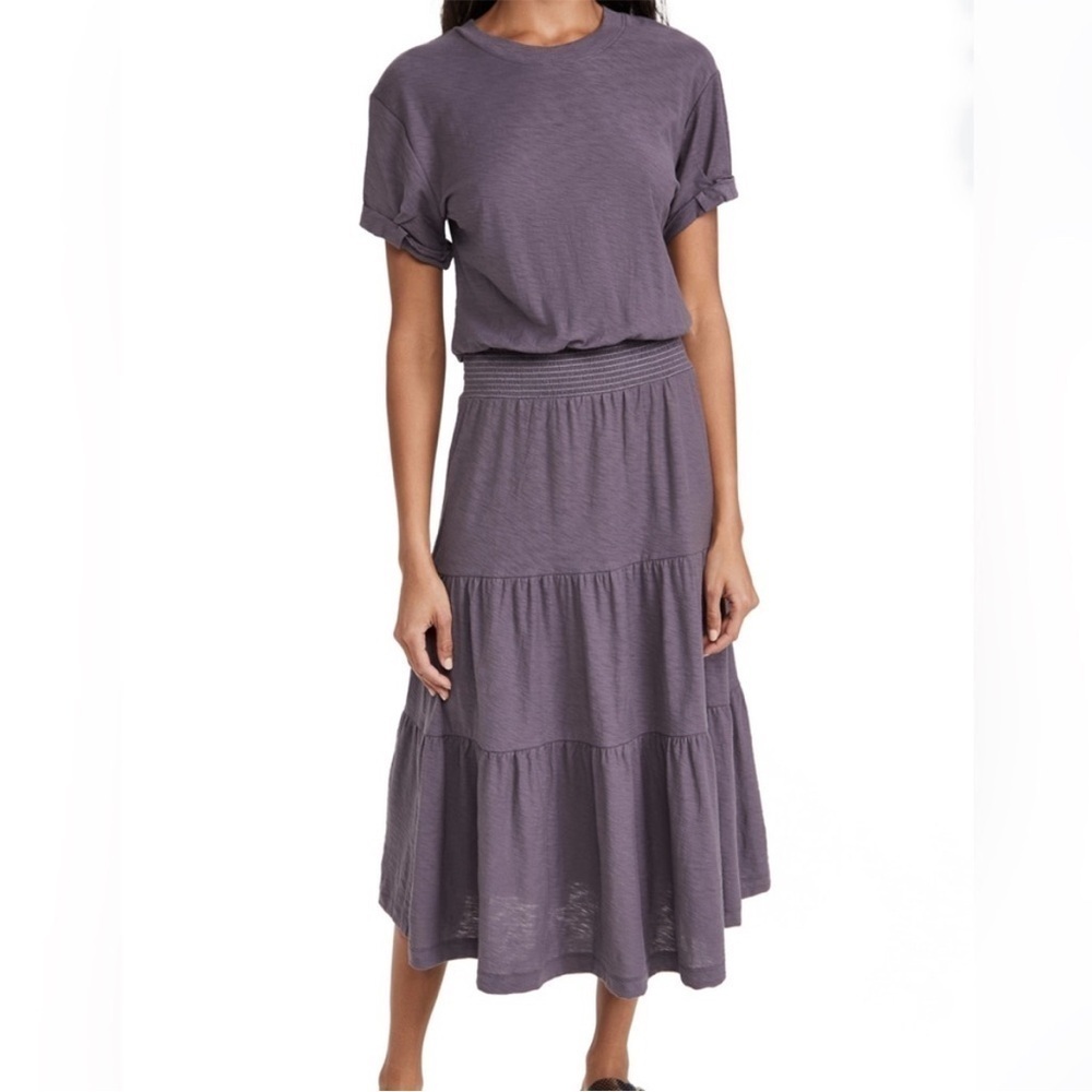 Nation LTD | Martine Casual Peasant Dress Light Purple Tshirt Midi Dress XS